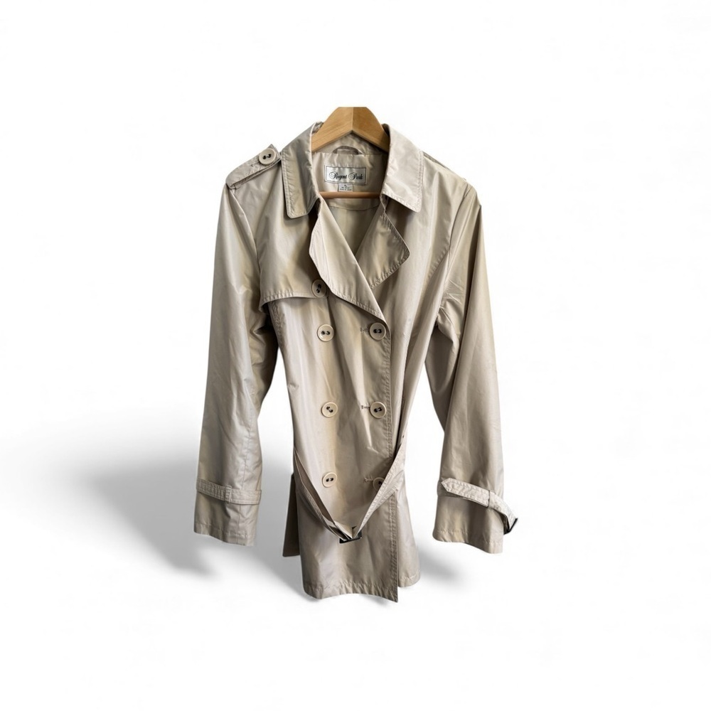 Regent Park Double Breasted Belted Trench Coat Womens XL Light Beige Button Up - Picture 2 of 7